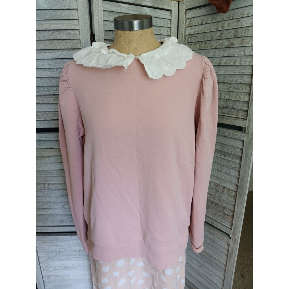 BODEN Hattie Eyelet Collar Sweatshirt US Sz. 14/UK 18 French Terry 100% Cotton